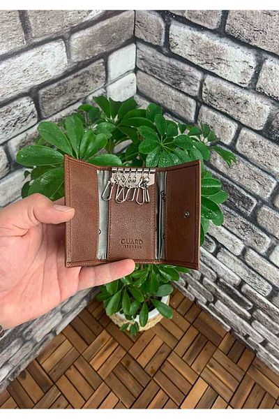 GUARD Tan Genuine Leather Keychain P404