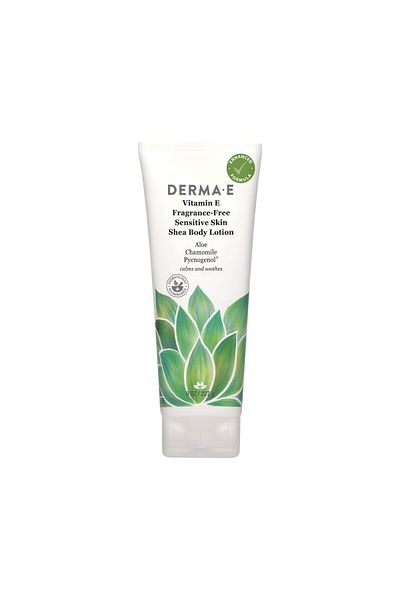 DERMA E Vitamin E Body Lotion, 8 Oz, Fragrance-Free, Shea Butter, Aloe Vera, Chamomile & Pycnogenol