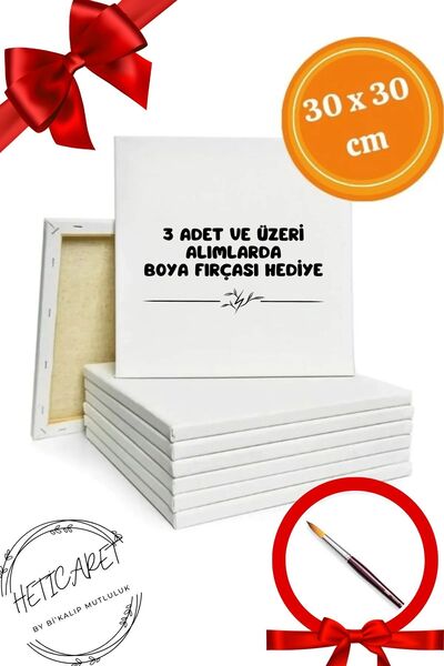 HETicaret Tuval 30x30 Cm Kare Resim Tuvali - Imalatçıdan - Fırça Hediyeli