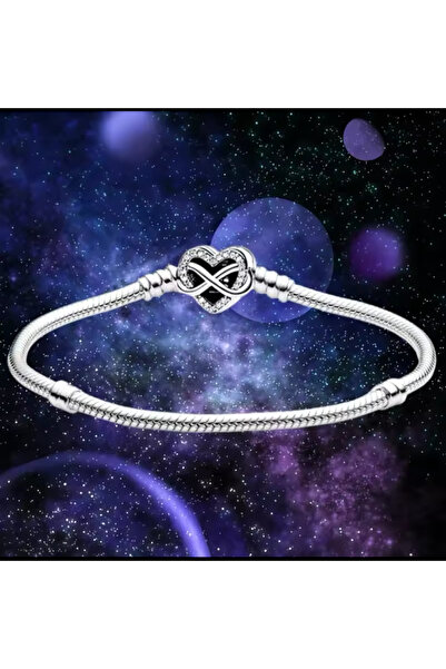 Lovecharm Gümüş Sonsuz Kalp Klipsli Bileklik