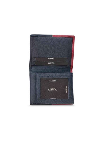 GUARD Matte Navy Blue/Red Genuine Leather Men's Wallet P1334