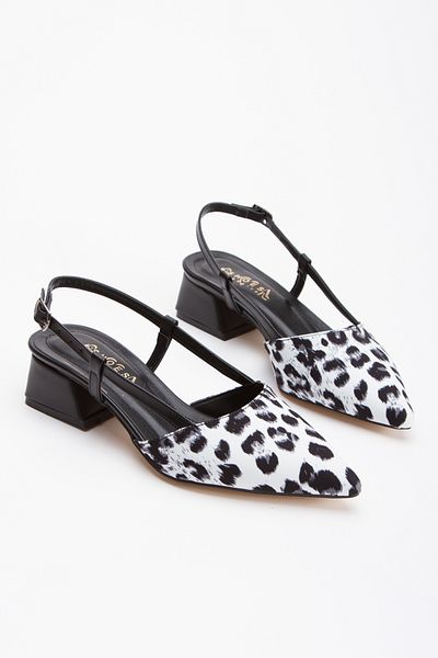 moun shoes Deschis la spate, cu model leopard, vârf ascuțit, toc scurt, balerină de zi cu zi, pantofi cu toc pentru femei
