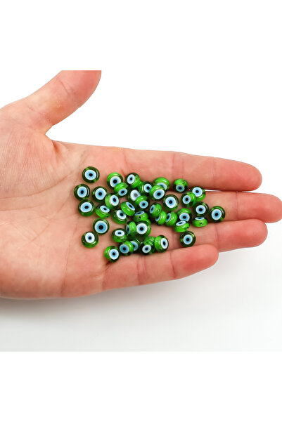 yfhobi 5 Adet - 8 mm Yassı Cam Nazar Takı Aparatı, Yeşil Renk Nazar Boncuğu T...