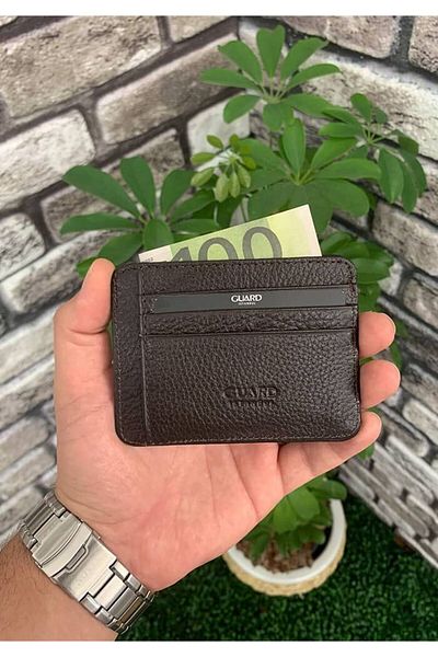 GUARD Brown Genuine Leather Card Holder Men's / Women's P5121