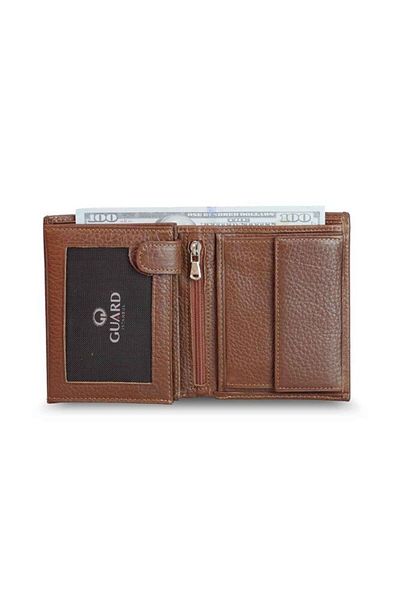 GUARD Multi-Compartment Vertical Tan Genuine Leather Men's Wallet P67