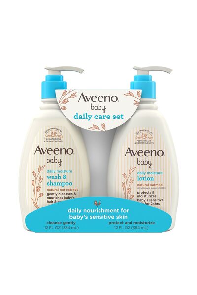Aveeno Baby مجموعة هدايا العناية اليومية: مستخلص الشوفان والبريبايوتيك، لوشن ...