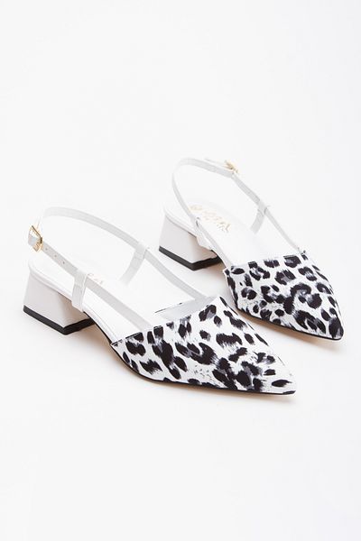 moun shoes Deschis la spate, cu model leopard, vârf ascuțit, toc scurt, balerină de zi cu zi, pantofi cu toc pentru femei