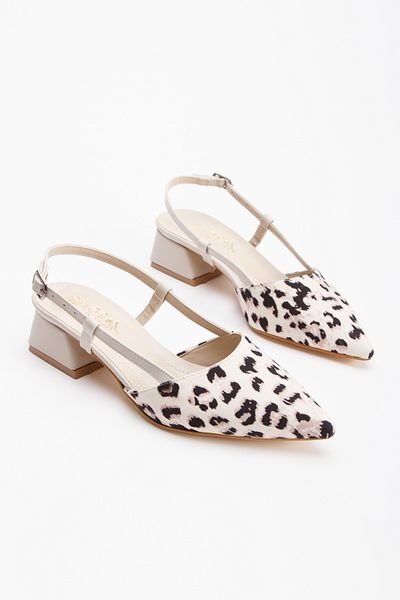 moun shoes Deschis la spate, cu model leopard, vârf ascuțit, toc scurt, balerină de zi cu zi, pantofi cu toc pentru femei