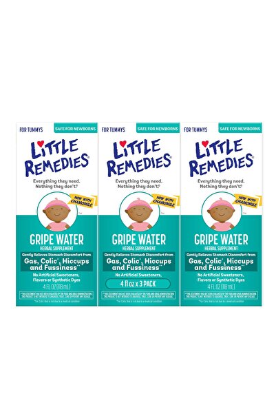 Little Remedies ماء المغص للأطفال، لتخفيف المغص والغازات عند الأطفال حديثي الولادة، 4 أونصة سائلة، عبوة من 3 قطع