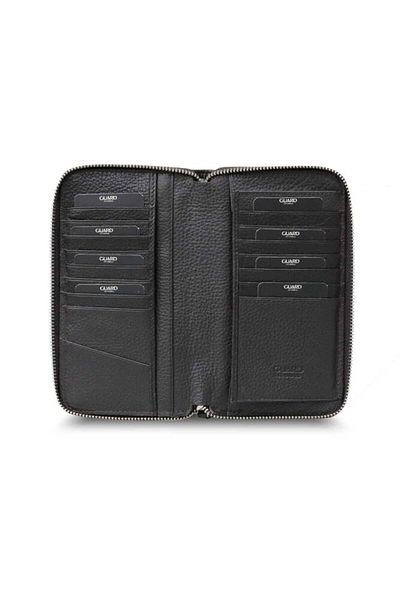 GUARD Zippered Genuine Leather Hand Portfolio with Phone Port - Brown Men / Women P3018