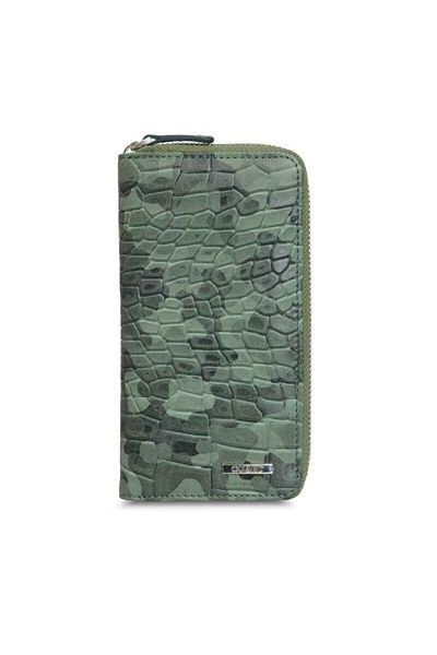 GUARD Black/Green Camouflage Printed Genuine Leather Zipper Wallet P3016