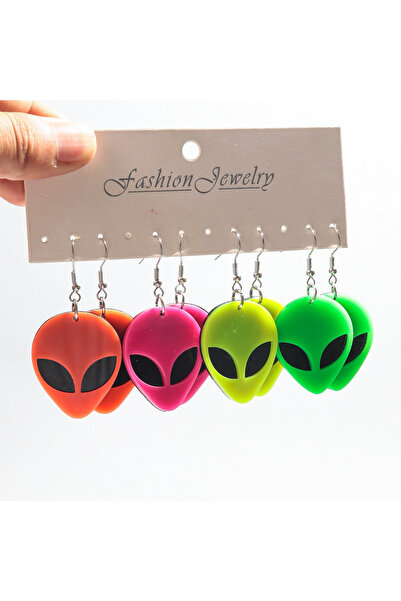 Choice مجموعة من 4 أزواج من الأقراط اللامعة المصنوعة من الأكريليك الجذابة للن...