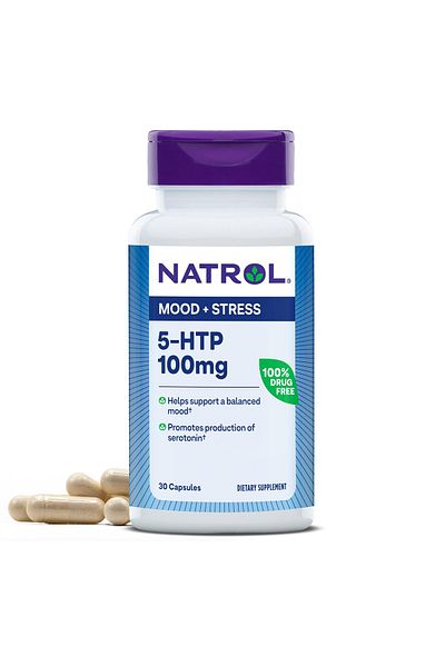 Natrol 5-HTP 100 مجم لدعم الحالة المزاجية والتوتر، 30 كبسولة، إمداد لمدة 30 يومًا