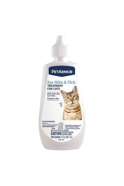 PETARMOR Ear Mite and Tick Treatment for Cats, 3 oz