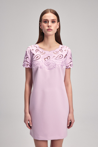 adL Nakışlı Mini Elbise