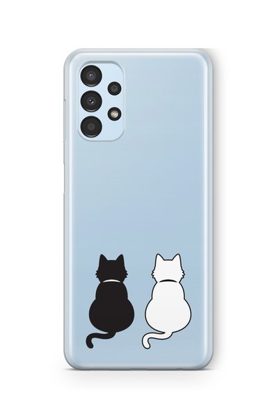 Multitronic Samsung Galaxy A73 Compatible Black White Cat Design Printed Tran...