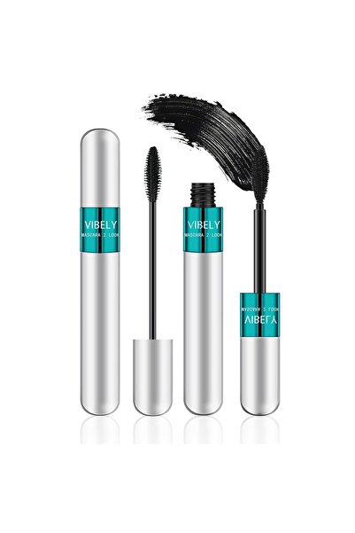 VİBELY ماسكارا 2 في 1 مقاومة للماء - 5 أضعاف الطول، إطالة طبيعية وتكثيف، لا ت...