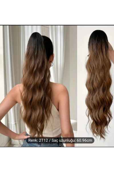 Handmade Kahverengi Saç uzantısı, Uzun su dalgalı Sentetik Dayanıklı Saç, Pen...