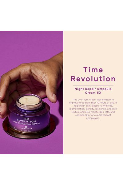 Missha Time Revolution Night Repair Ampoule 1.69 Fl Oz - Triple Fermented, Overnight Repair
