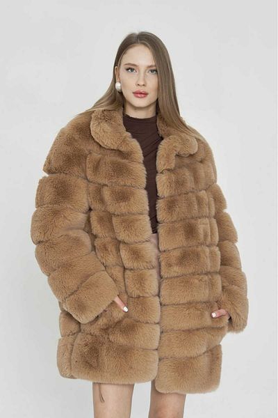Redpoint Jackets Nine Rows Faux Fur Coat with Collar