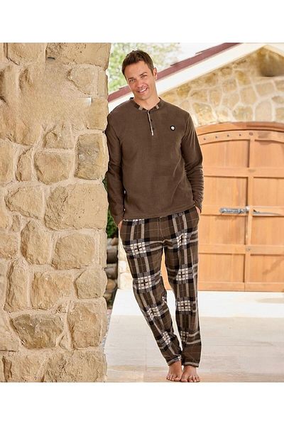 Pijamoni Ανδρικό σετ πιτζάμες με κουμπιά χειμερινό φλις 6100/4 - 1 τεμάχιο