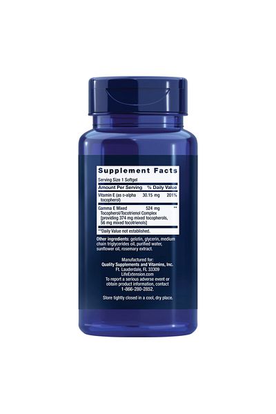 Life Extension Gamma E Mixed Tocopherols & Tocotrienols – Full Vitamin E Spectrum, Antioxidant – 60 Softgels