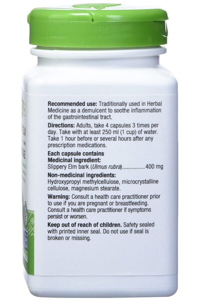 Nature's Way Slippery Elm Bark, Soothes Gastrointestinal Inflammation, 100 Vegetarian Capsules (2 Pack)