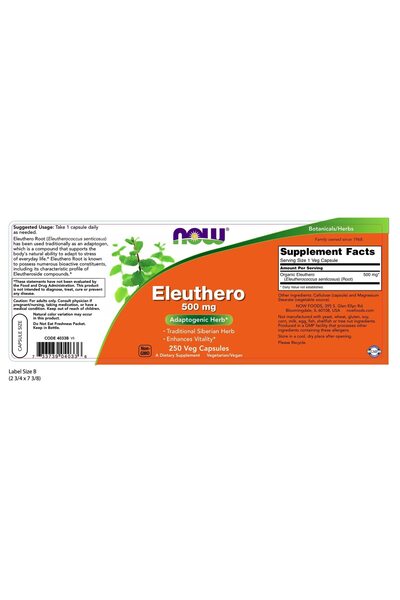 Now Foods Eleuthero 500mg, 250 Capsule