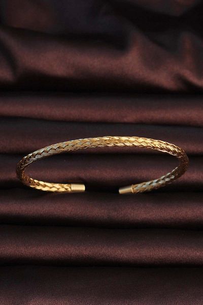 Lisinya 316L Steel Gold Color Fine Flat Weave Model Men's Bracelet - Lisinya