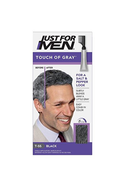 Just For Men أسود/رمادي مقاس 1.4z من Just For Men Touch Of Gray Black - لون شعر رمادي
