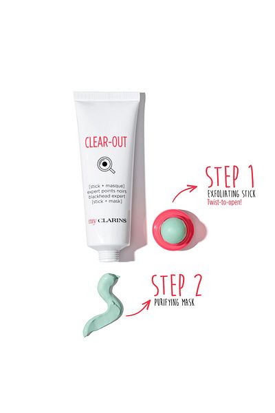 Clarins Clear-Out Blackhead Stick & Mask | 2-in-1 Purifying & Exfoliating | Targets Blackheads & Pores