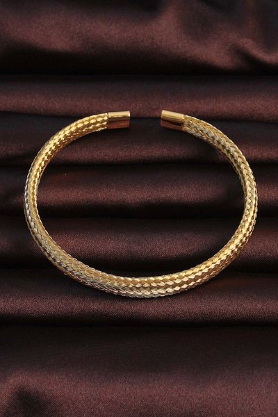 Lisinya 316L Steel Gold Color Straw Look Men's Bracelet - Lisinya