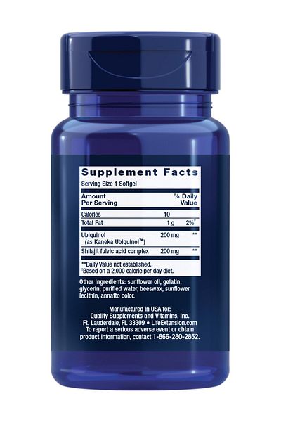 Life Extension Ubiquinol CoQ10 200mg with Shilajit – Heart Health, Energy, Antioxidant – 30 Softgels