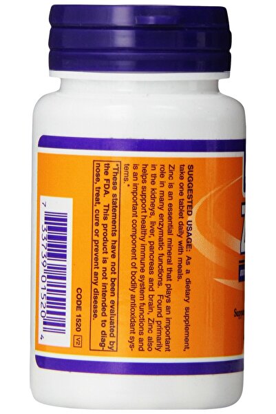 Now Foods Zinc Gluconate, 100 Tablets / 50mg
