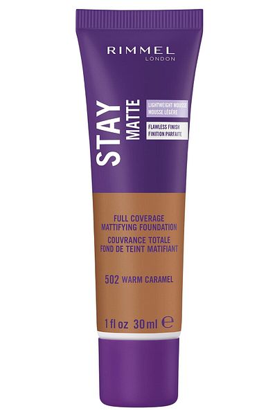 Rimmel London Stay Matte Liquid Mousse - 502 Warm Caramel - Lightweight, Shine Control, Oil-Free, 1oz