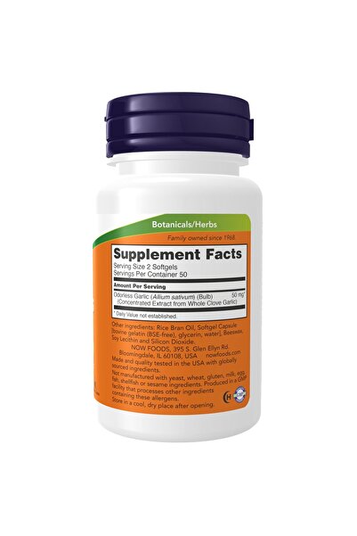 Now Foods Supplements, Odorless Garlic (Allium sativum), Concentrated Extract, 100 Softgels