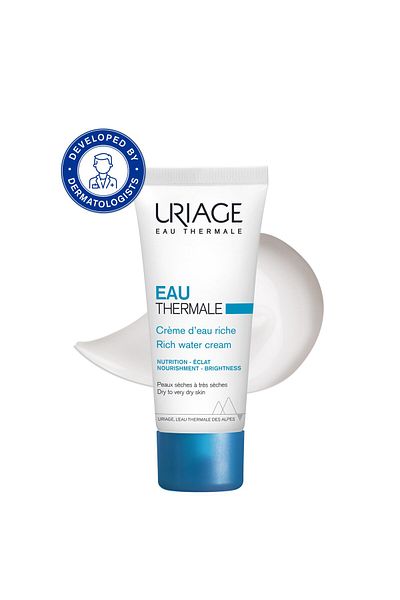 Uriage Eau Thermale Rich Face Cream with Hyaluronic Acid | 24H Hydration, Radiance, Non-Comedogenic