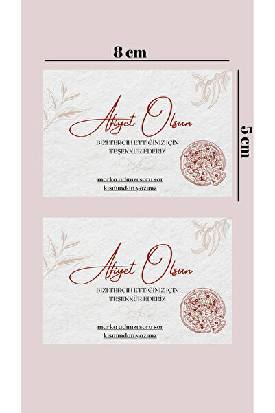 Glintist 50 Adet İşletmelere Özel Afiyet Olsun Kartı 8x5 cm Kart boyutunda