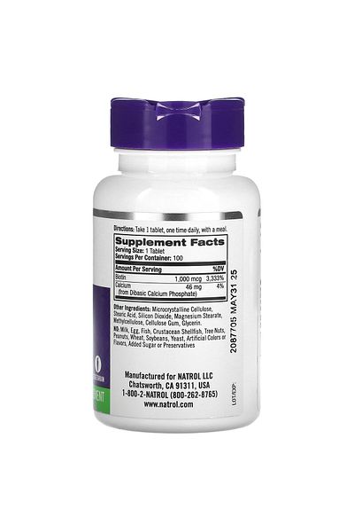 Natrol البيوتين، 1000 ميكروجرام، 100 قرص