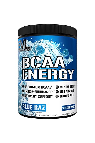 Evlution EVL BCAAs Amino Acids Powder - Pre Workout for Muscle Recovery, Growth, Endurance - Blue Raz