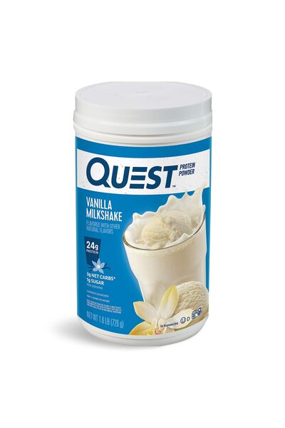 QUEST NUTRITION Vanilla Milkshake Protein Powder, 24g Protein, 1g Sugar, Low Carb, Gluten Free, 1.6lb, 23 Servings