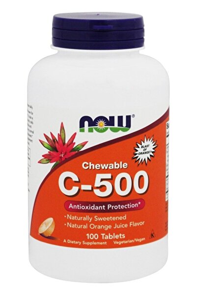Now Foods فيتامين سي 500 برتقال قابل للمضغ 100 قرص قابل للمضغ