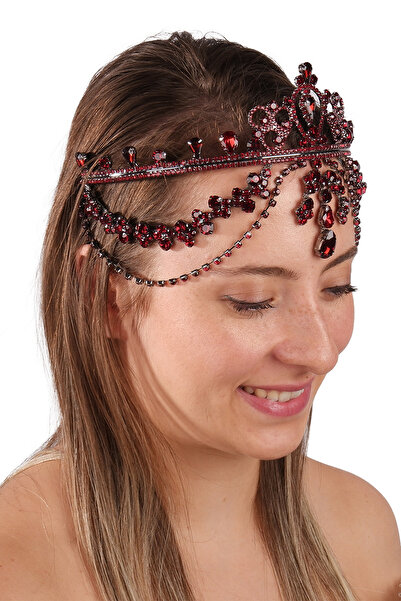 ESPEREST Hürrem Model Coroana de Sultână Imnătoare Coroana de Mireasă Bordeaux