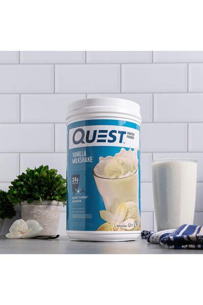 QUEST NUTRITION Vanilla Milkshake Protein Powder, 24g Protein, 1g Sugar, Low Carb, Gluten Free, 1.6lb, 23 Servings