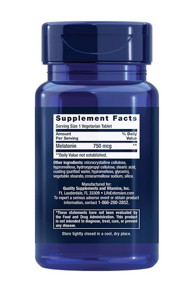 Life Extension Melatonin 6HR Timed Release, 750mcg, Sleep Support, Gluten-Free, Non-GMO, Vegetarian, 60 Tablets