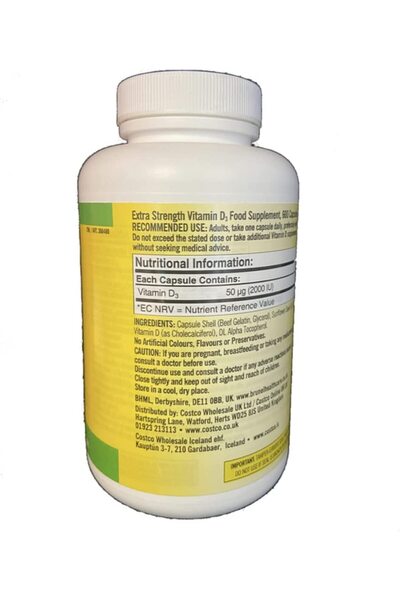 Kırkland Kirkland Maximum Strength Vitamin D3 600 Softgels (Pack of 2)