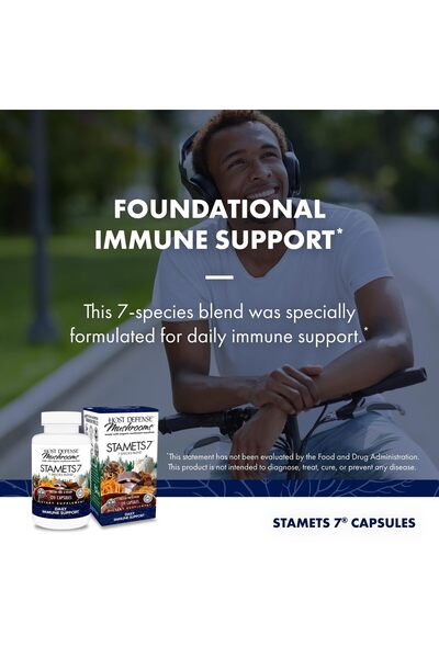 Host Defense Stamets 7-7 Mushroom Blend - Immune Support with 7 Mushrooms - 120 Capsules (60 Servings)