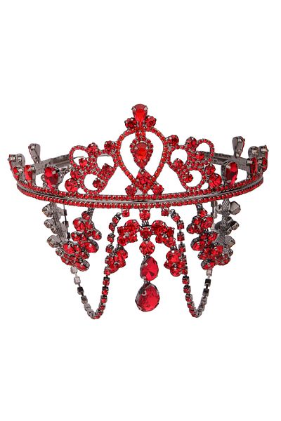 Hayalperest boncuk Elegant Sultan Crown - Hürrem Model Red Bridal Crown