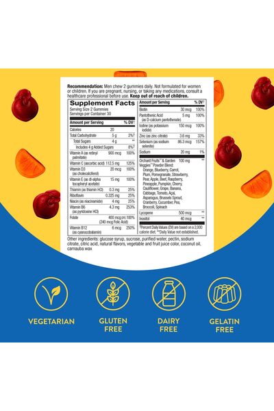 Nature's Way Alive! Men's Daily Gummy Multivitamin, Energy & Muscle Support, B-Vitamins, 60 Gummies