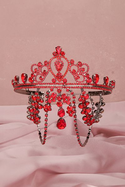 Hayalperest boncuk Elegant Sultan Crown - Hürrem Model Red Bridal Crown